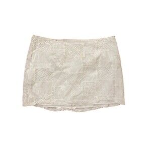 Altar'd State White Crochet Patchwork Mini Skirt XL Boho Scalloped 100% Cotton